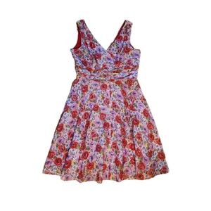 Philip Dicaprio Fit & Flare Silk Blend Floral Dress Size 12